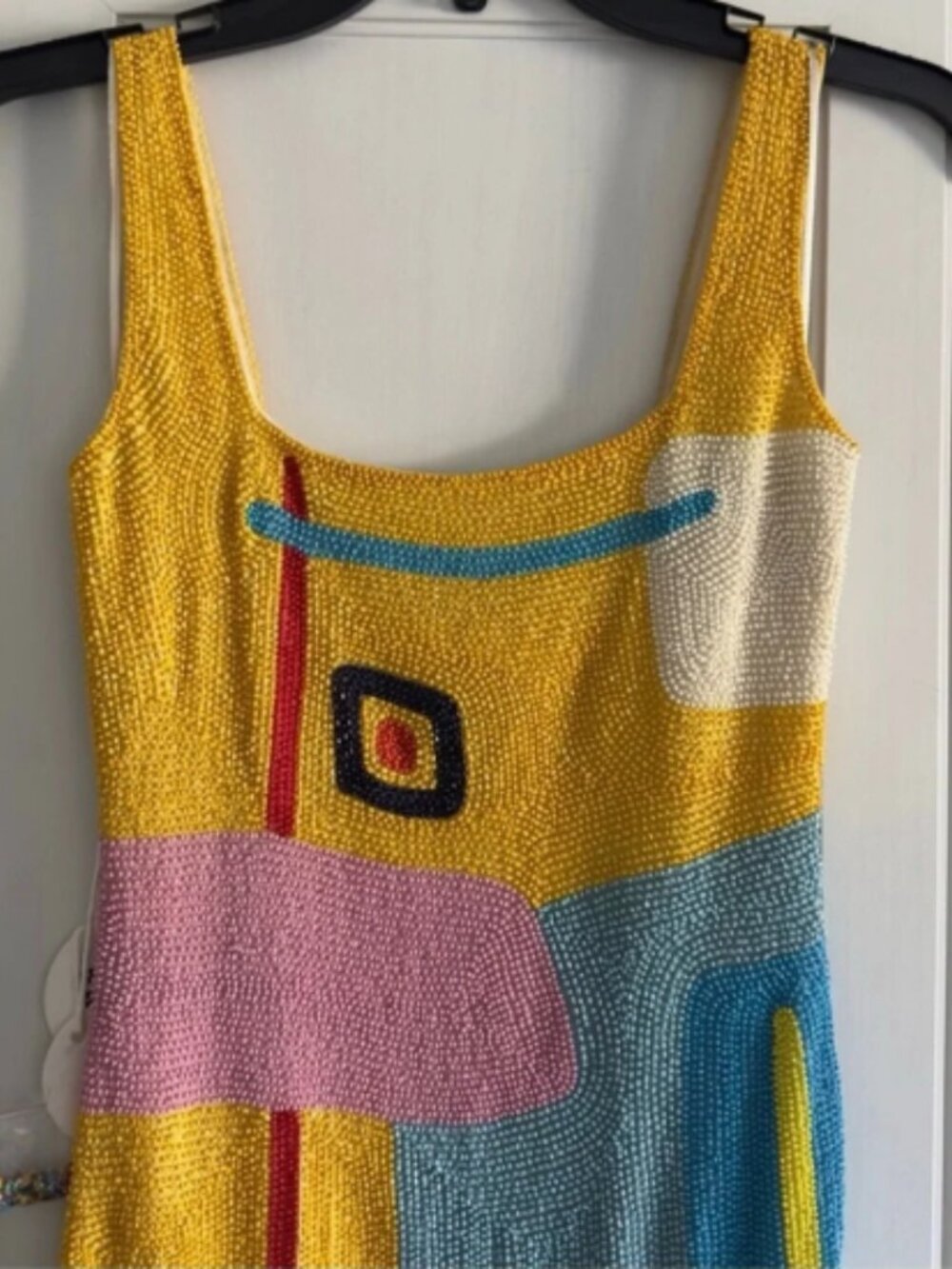 Staud Le Sable Square-Neck Beaded Mini Dress in Daffodil Dream - Picture 5 of 11